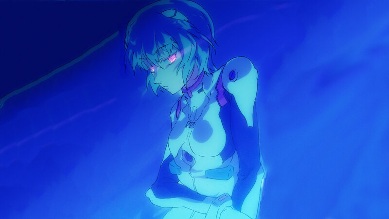 anime character in blue light