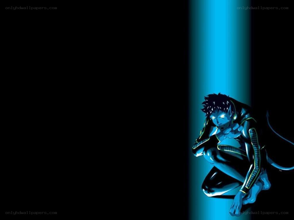 anime character in blue light