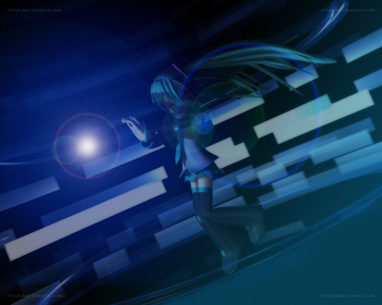 anime character in blue light