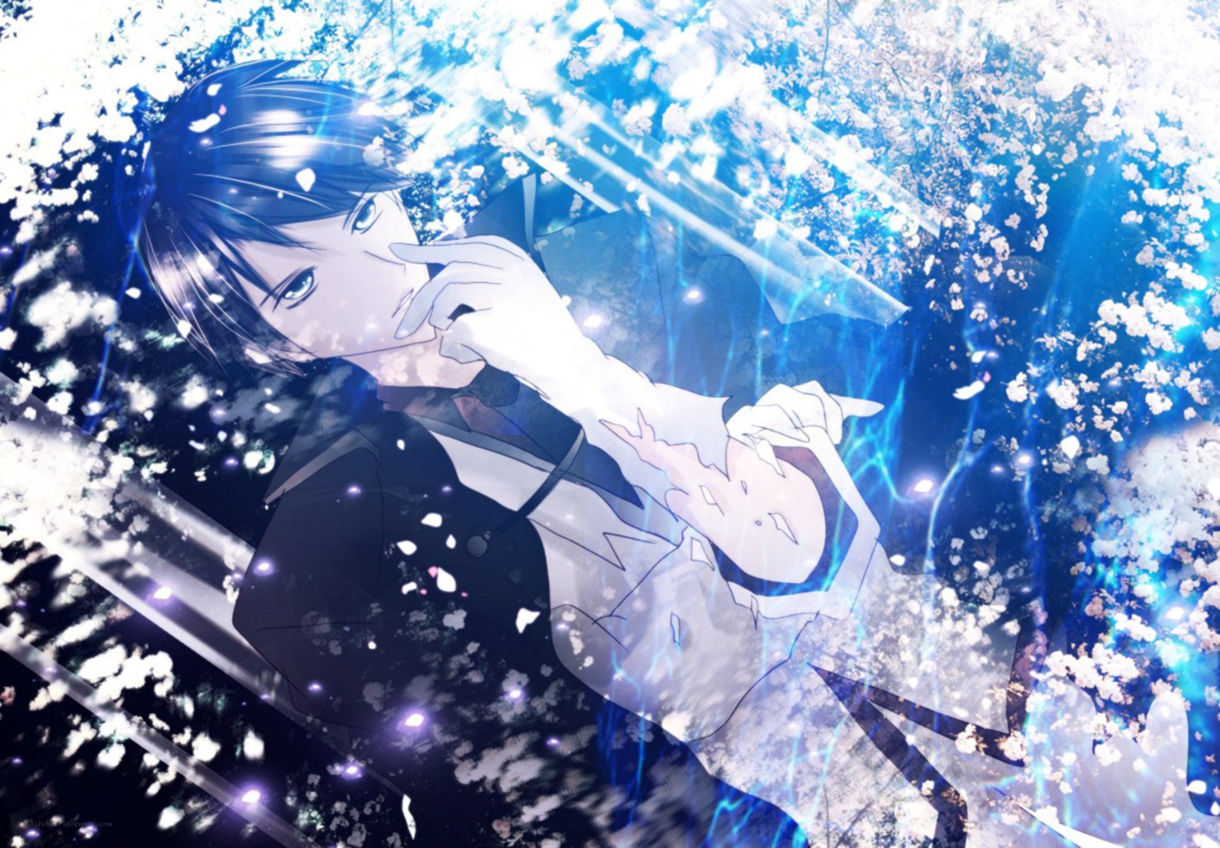 anime character in blue light