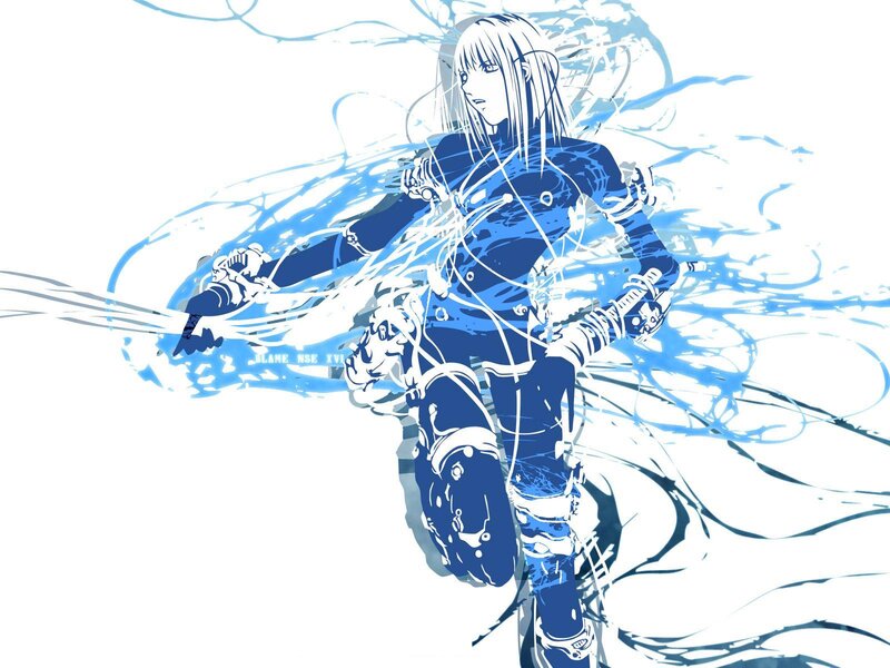 anime character in blue motion