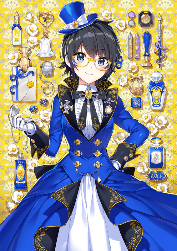 Anime Character in Blue Suit — Elegant