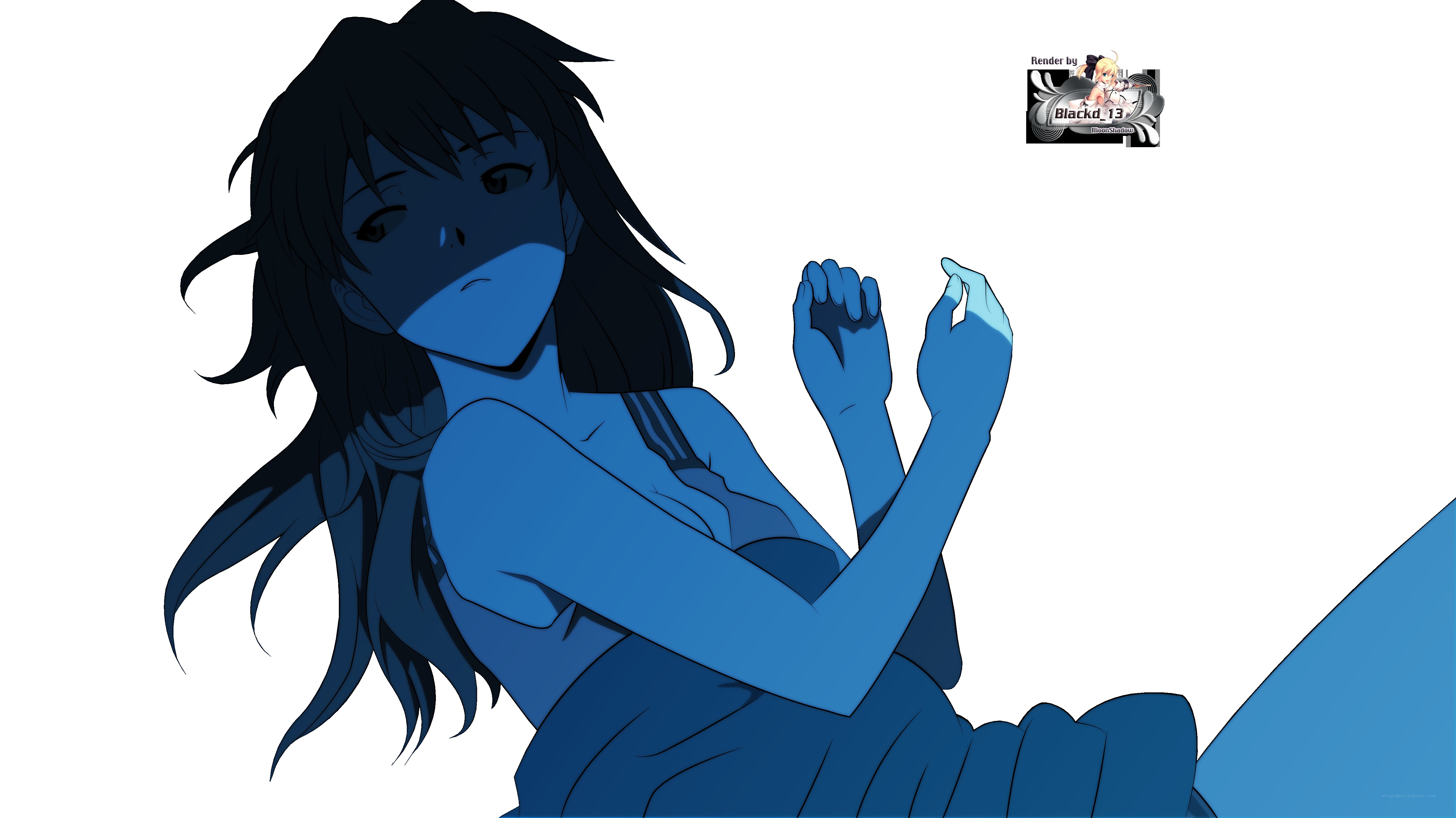 anime character in blue tones