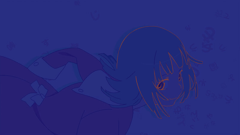 anime character in blue tones