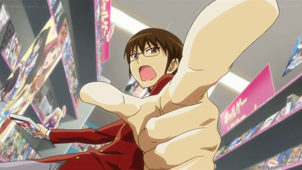 anime character in bookstore