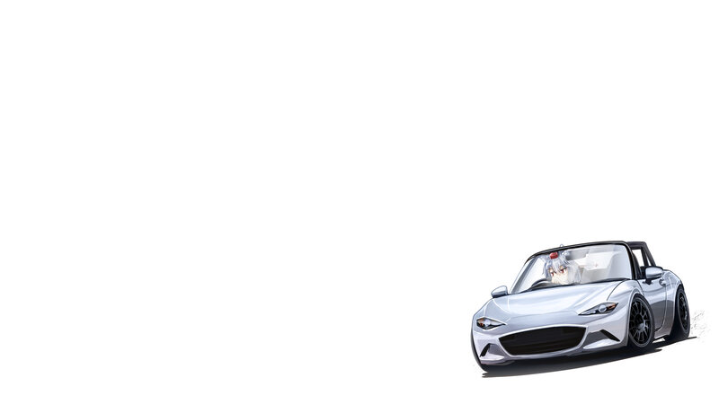 Anime Character in Car — White