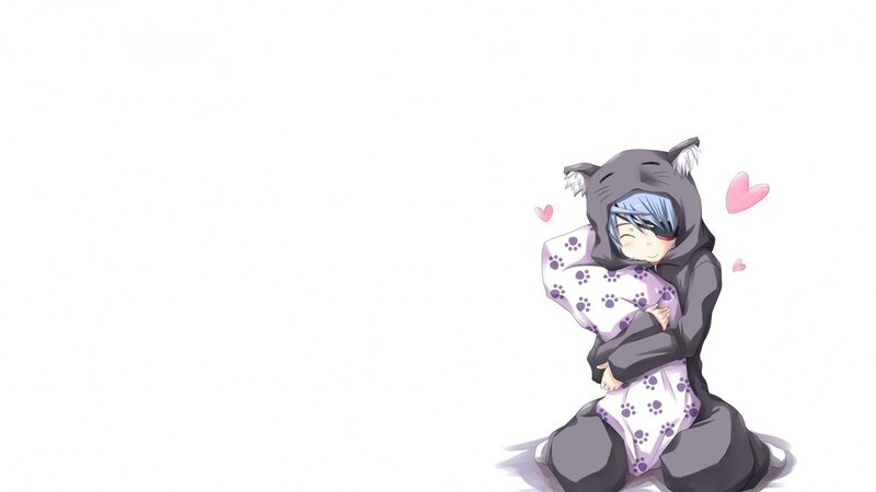 Anime Character in Cat Onesie — White