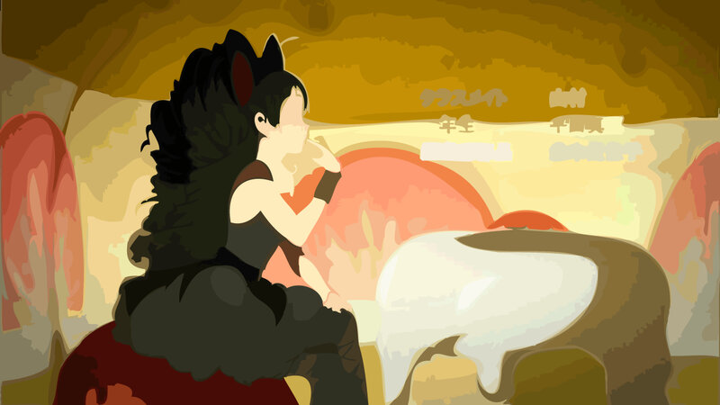anime character in cave