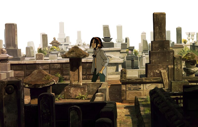 Anime Character in Cemetery