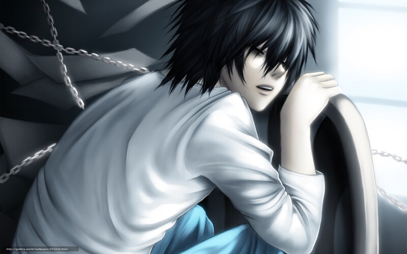 Anime Character in Chains — Black, Dramatic, Manga, White Shirt