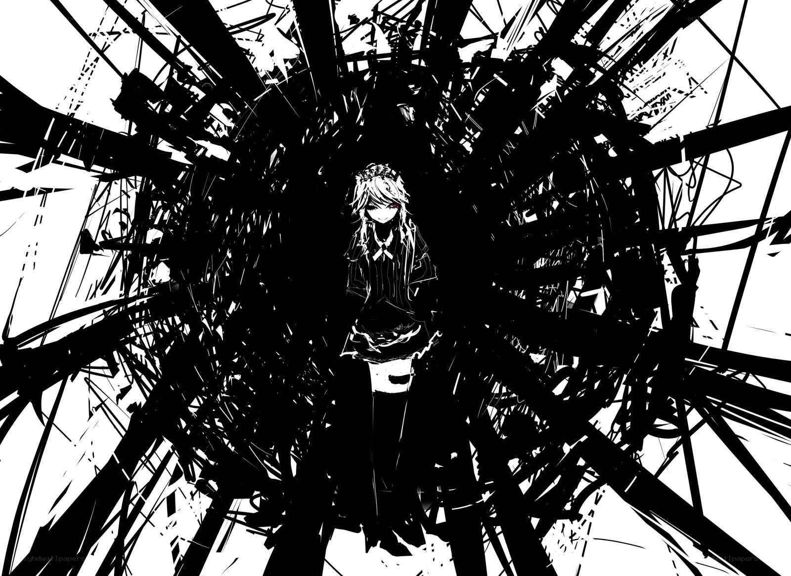anime character in chaotic lines
