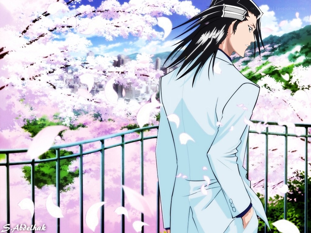 anime character in cherry blossom