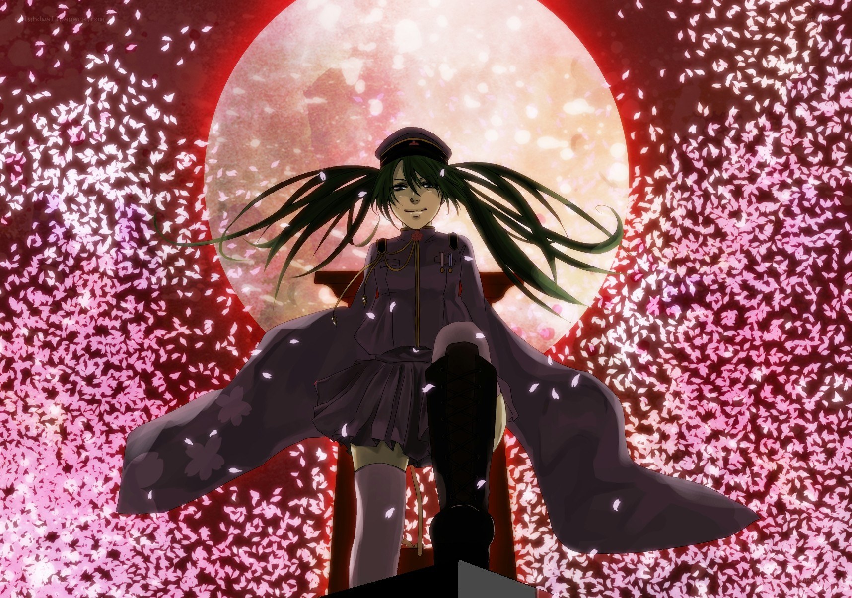 anime character in cherry blossom storm