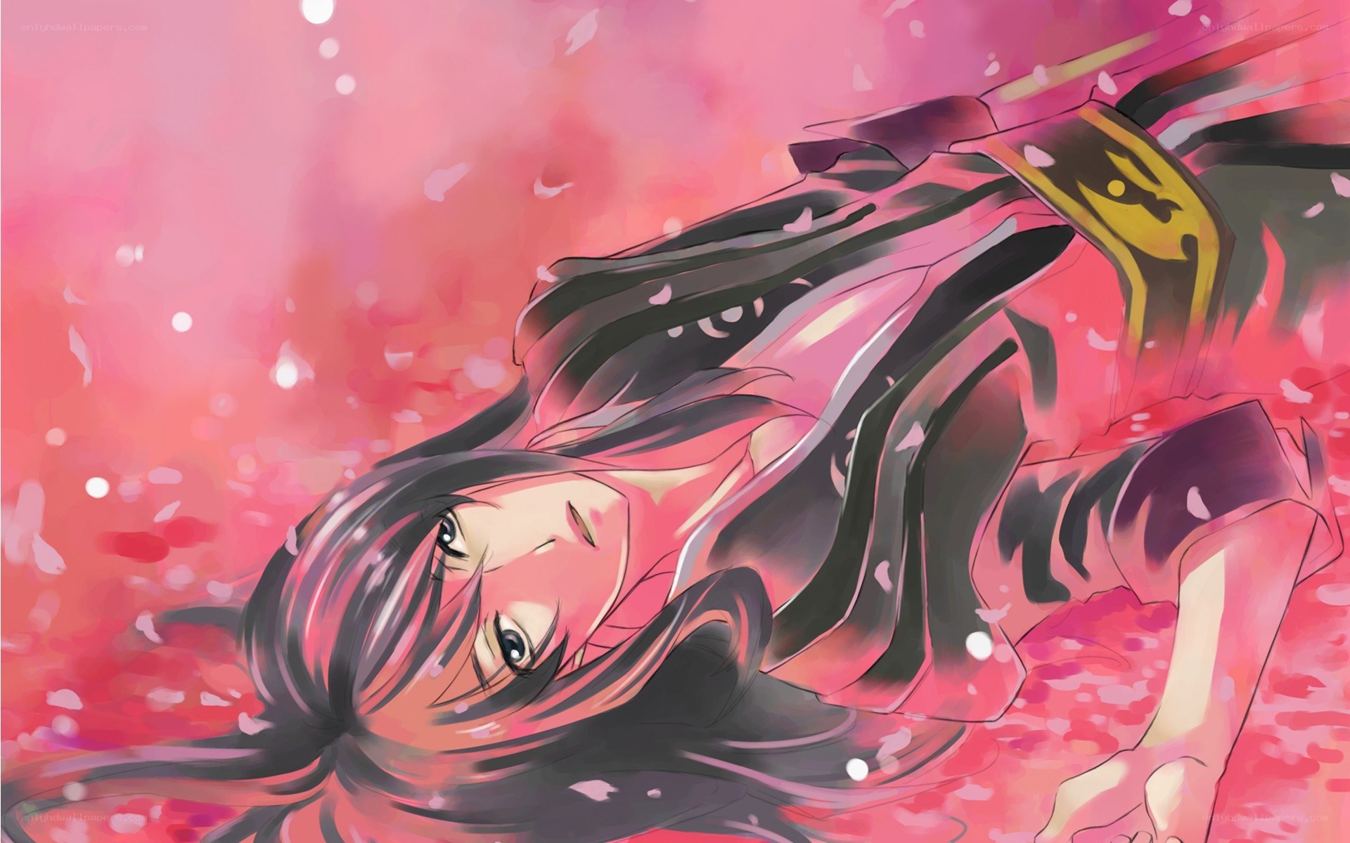 anime character in cherry blossoms