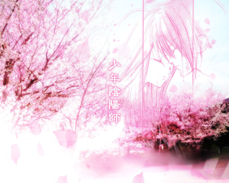 Anime Character in Cherry Blossoms — Pink