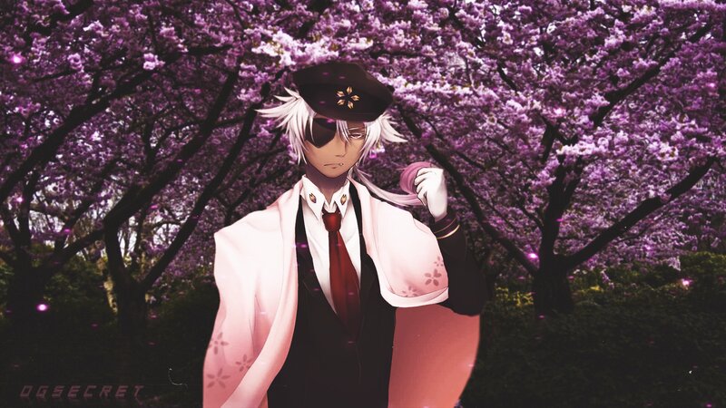 Anime Character in Cherry Blossoms — Purple