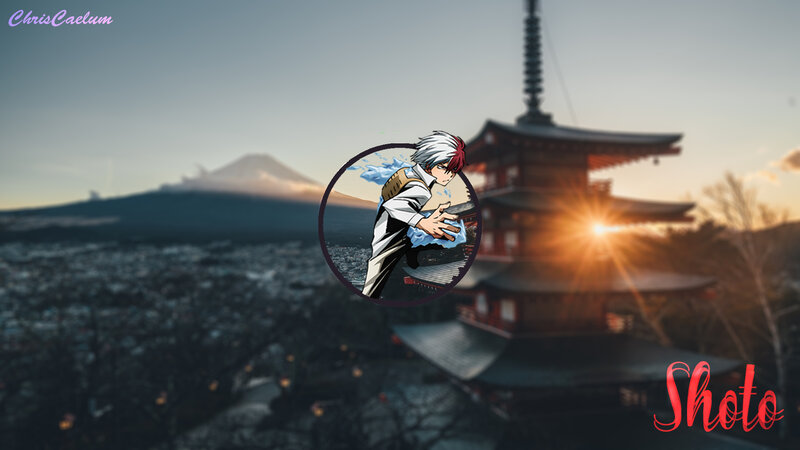 Anime Character in Circle — Blue, Dramatic, Sunrise