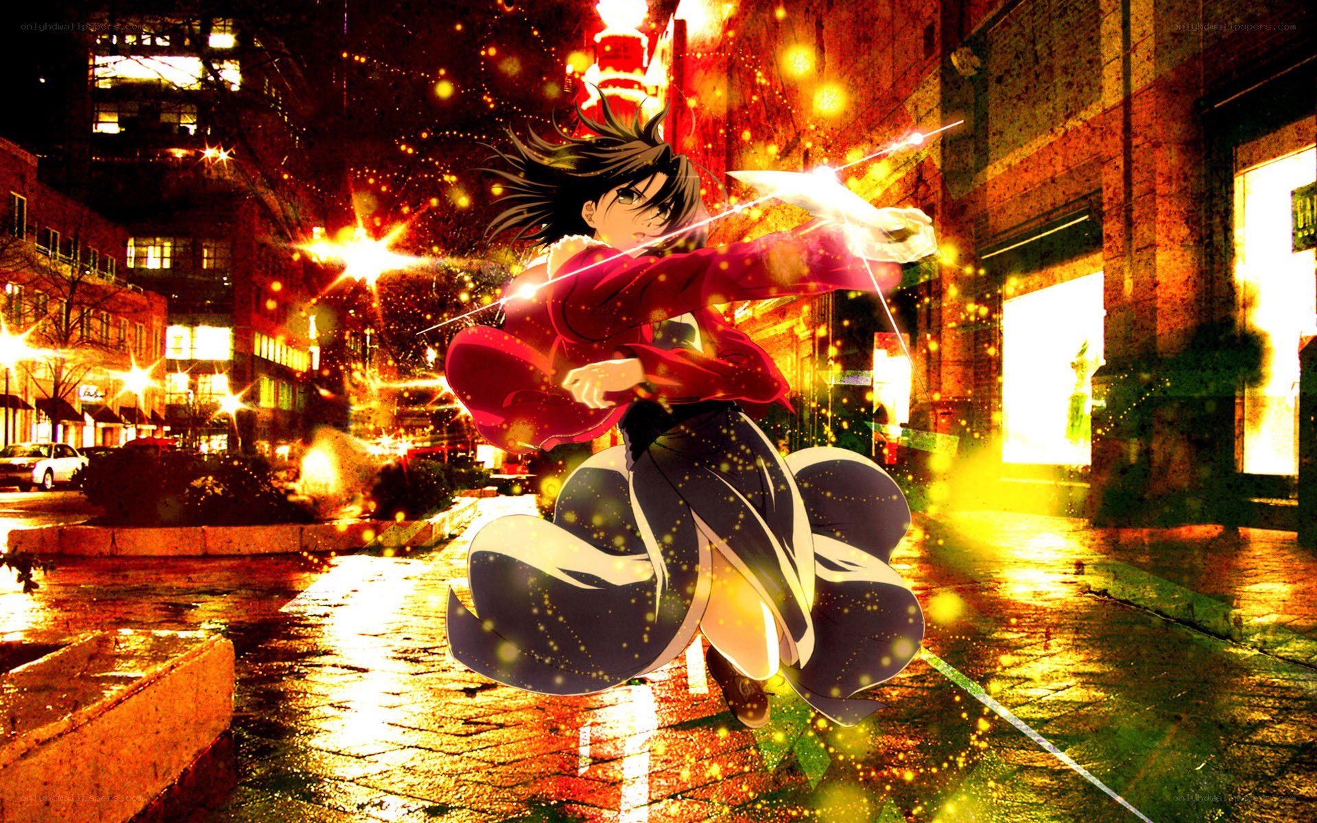 anime character in city action