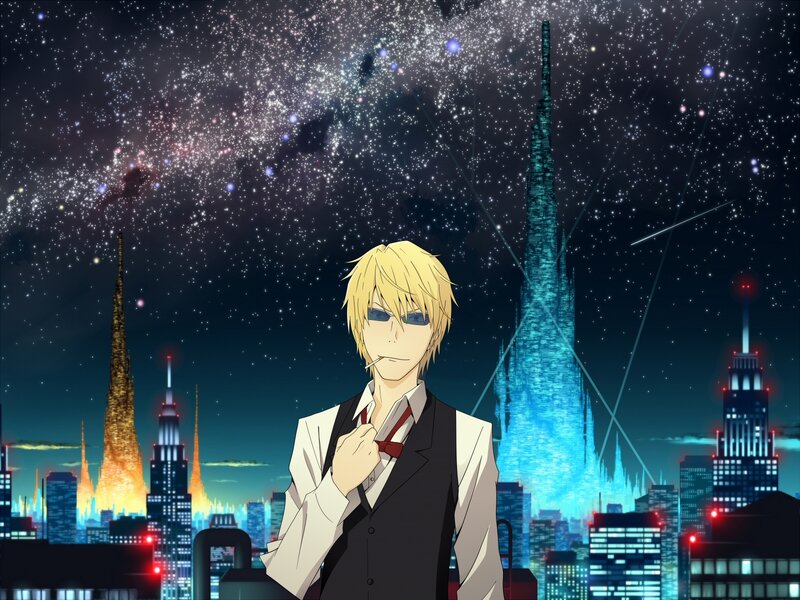 anime character in city at night