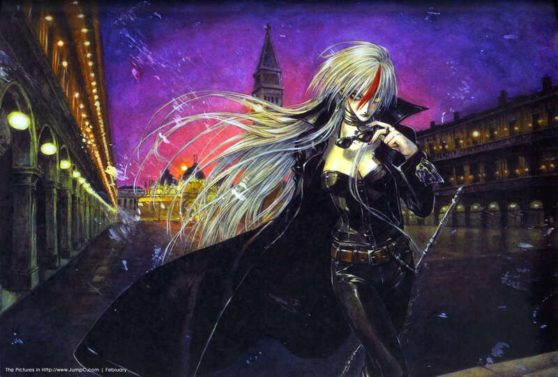 anime character in city at night