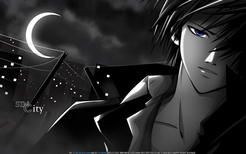 anime character in city at night