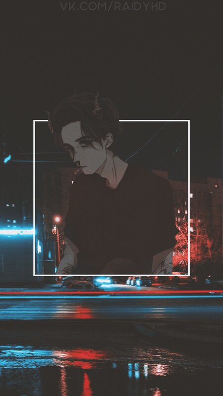 Anime Character in City — Black, Dark