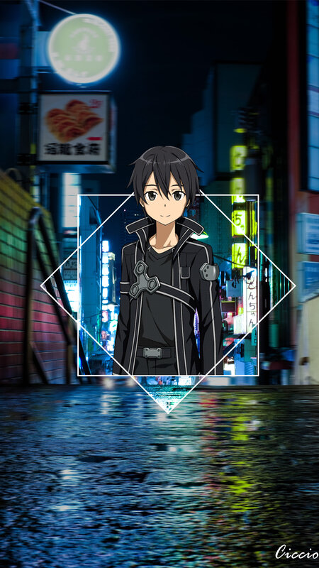 Anime Character in City — Black, Nocturnal