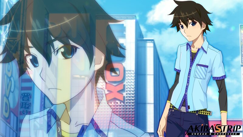 Anime Character in City — Blue, Dramatic, Afternoon