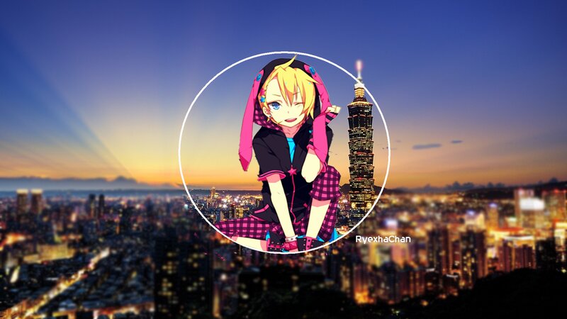 Anime Character in City — Blue, Dramatic, Sunset