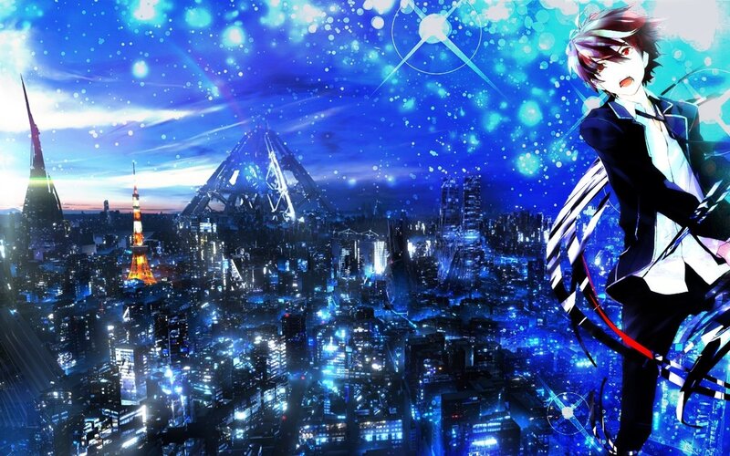 Anime Character in City — Blue, Dramatic