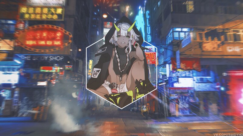 Anime Character in City — Blue, Nocturnal