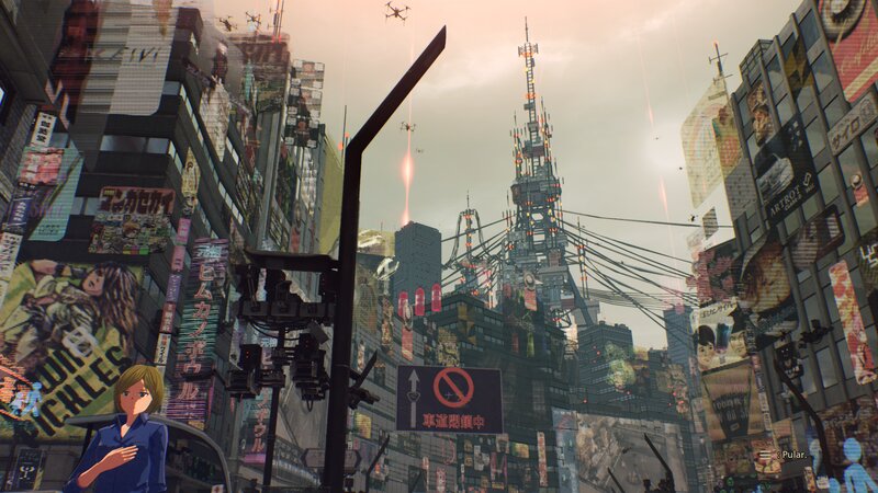 Anime Character in City — Gray