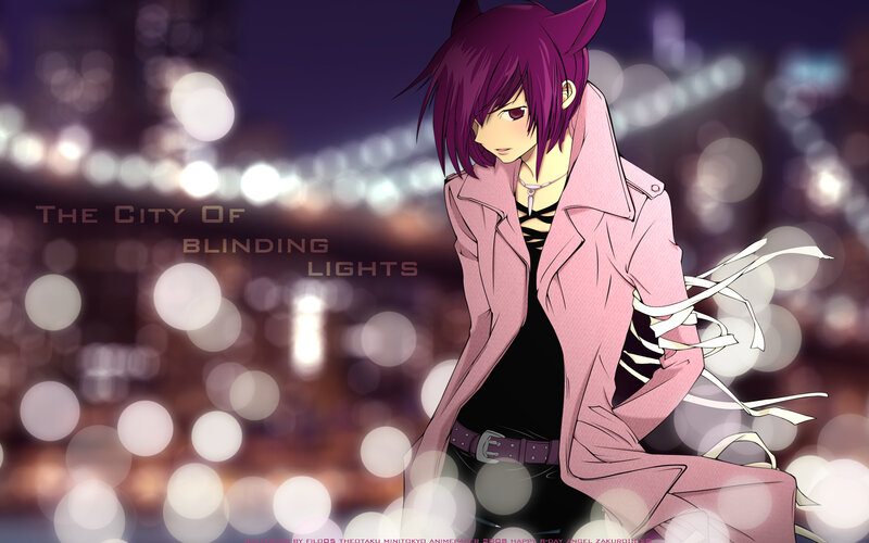 anime character in city lights
