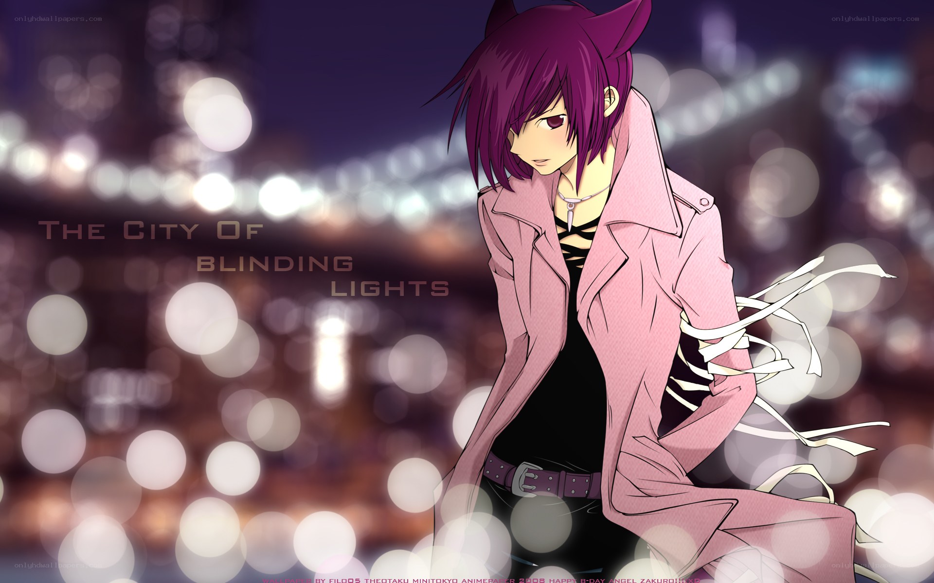 anime character in city lights