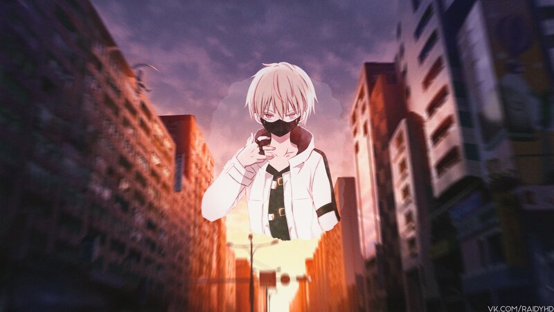 Anime Character in City — Purple, Dramatic