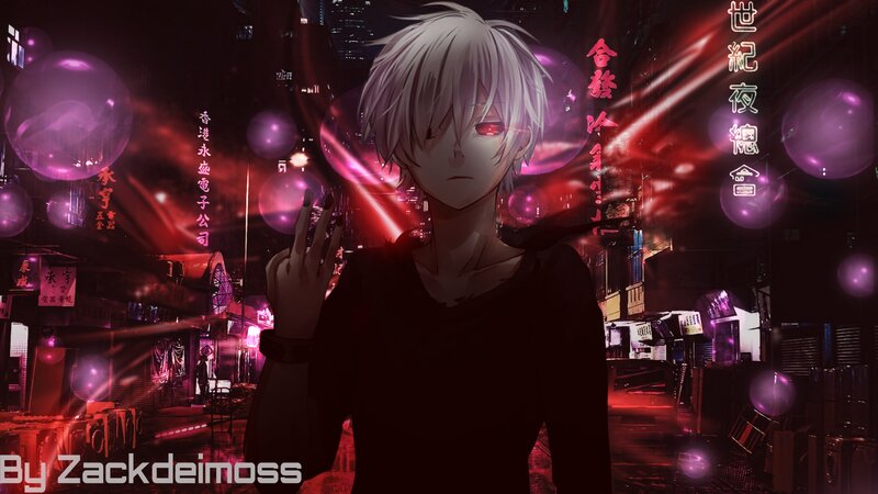 Anime Character in City — Red, Dark, Dramatic