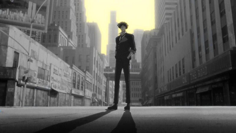 anime character in city street