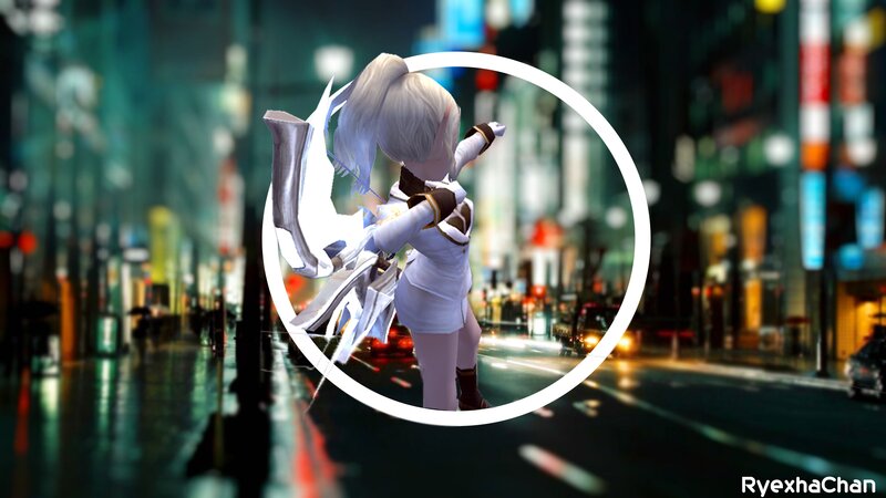 Anime Character in City — White