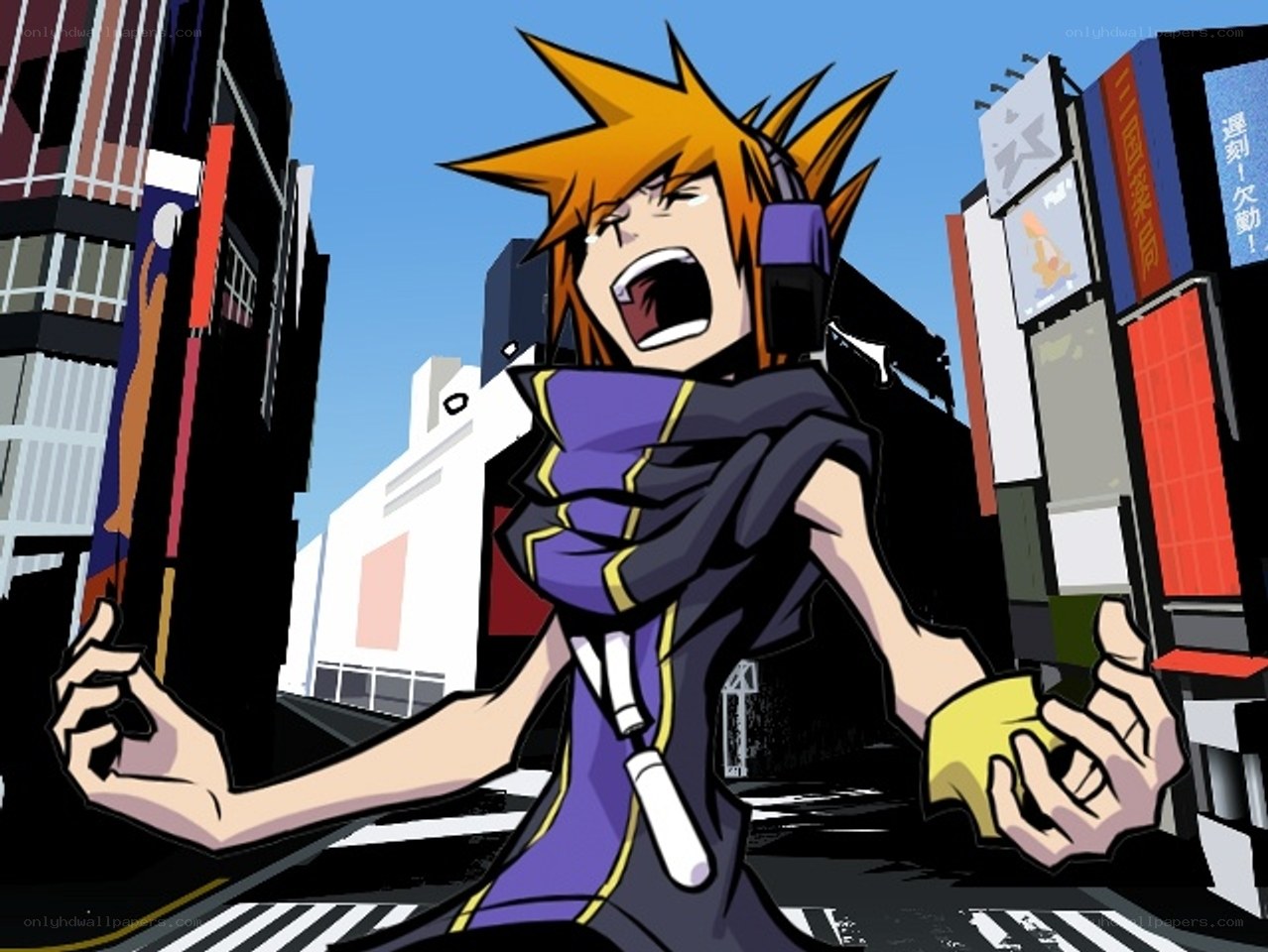 anime character in city