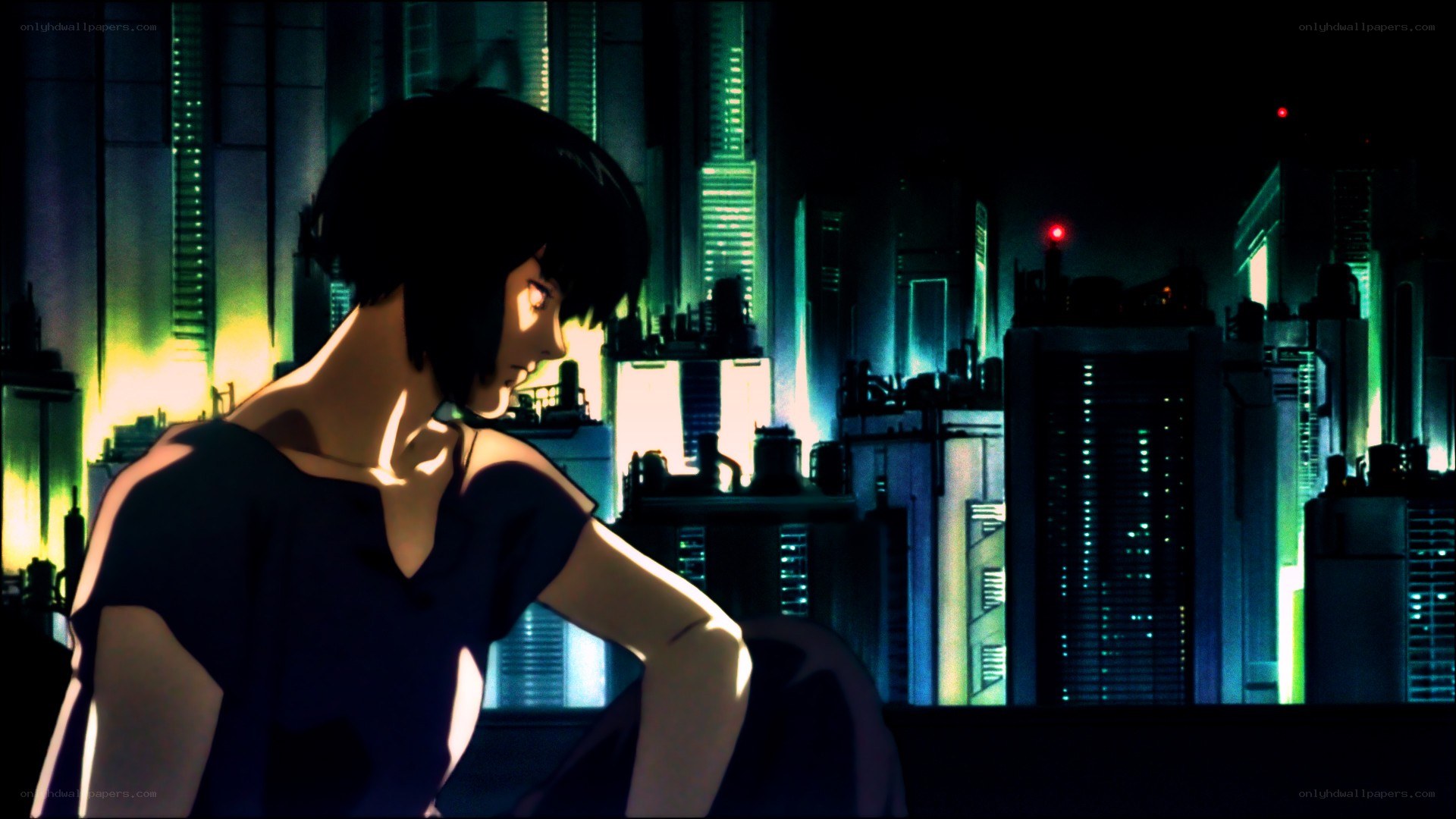 anime character in cityscape