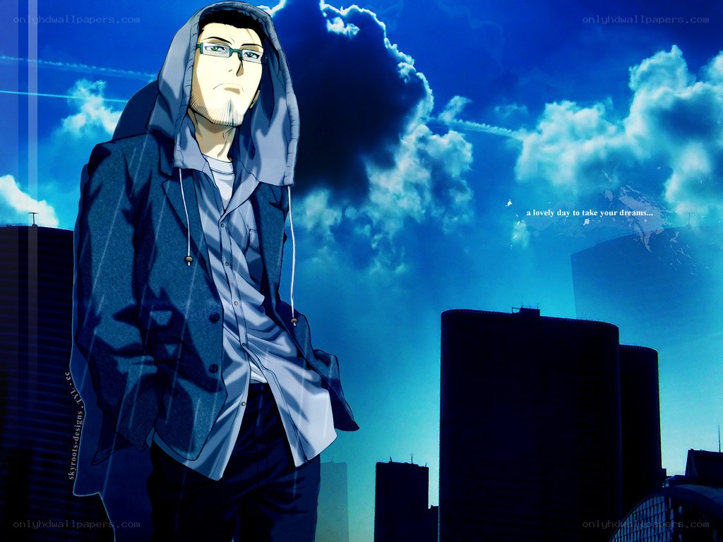 anime character in cityscape