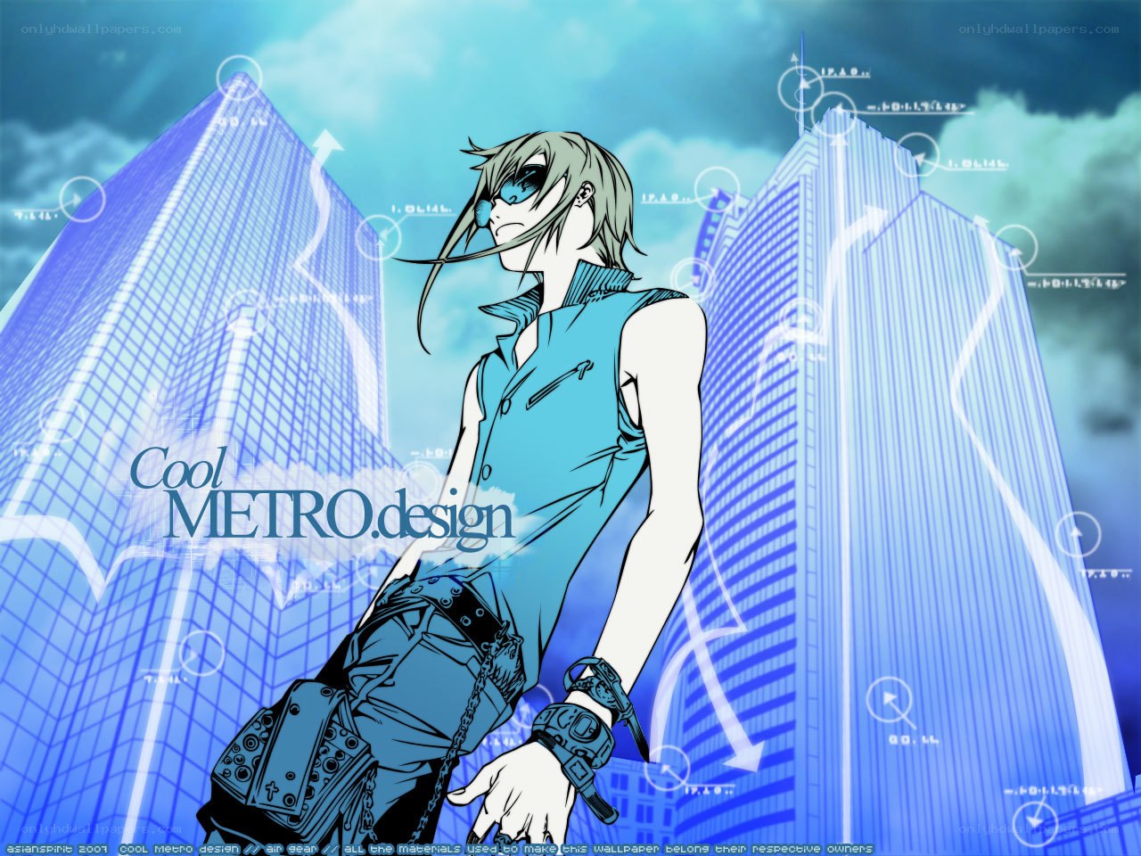 anime character in cityscape