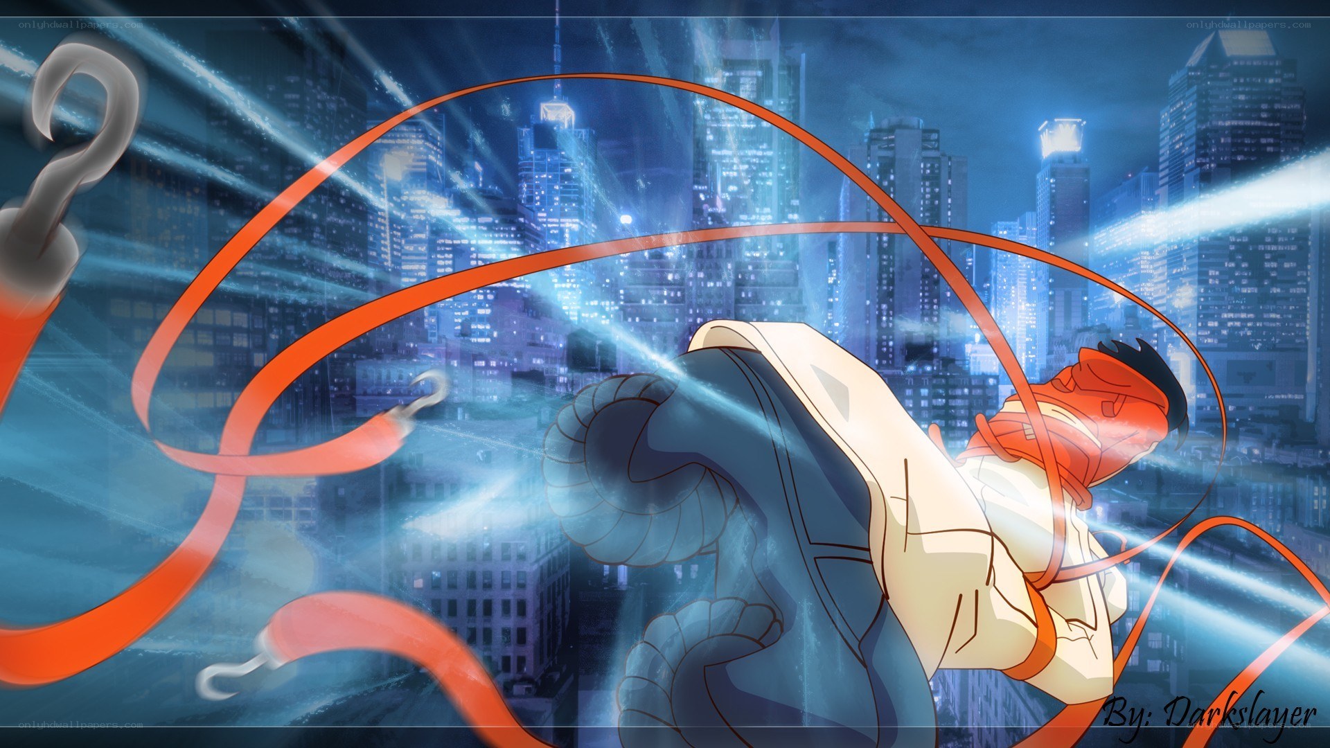 anime character in cityscape