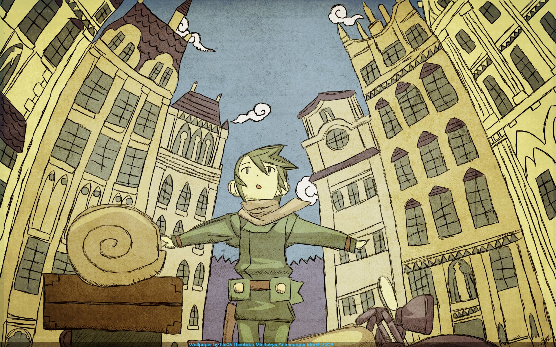 anime character in cityscape