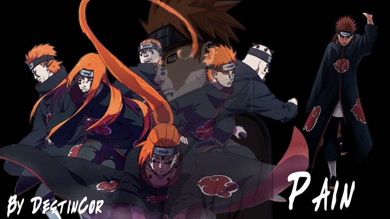 Anime Character in Cloak — Black, Dramatic, Headband, Cloud Symbol