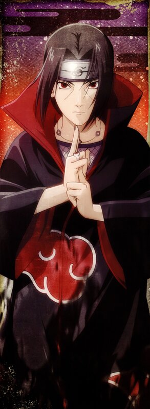 Anime Character in Cloak — Black, Dramatic, Headband, Hand Sign