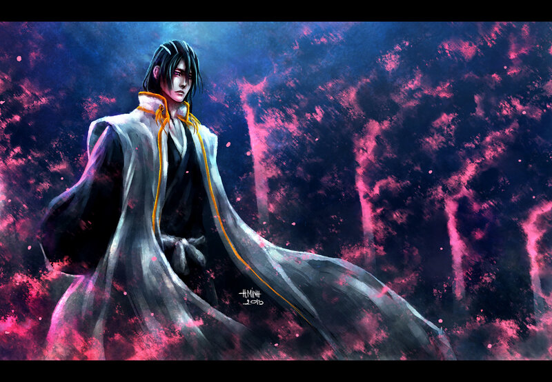Anime Character in Cloak — Black, Dramatic, Night, Digital Art, Dark Background