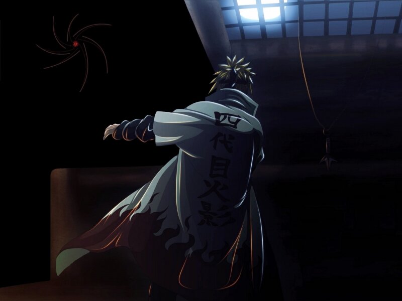 Anime Character in Cloak — Black, Dramatic, Night, Spinning Shuriken