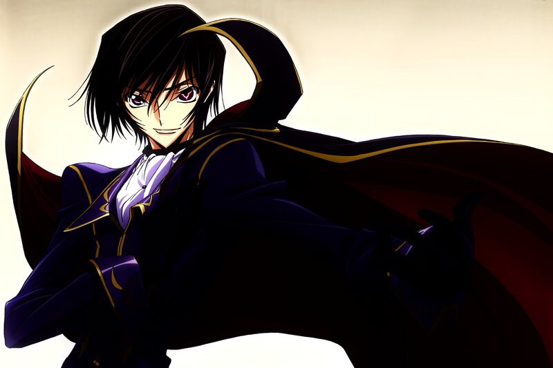 Anime Character in Cloak — Black, Dramatic, Purple Jacket