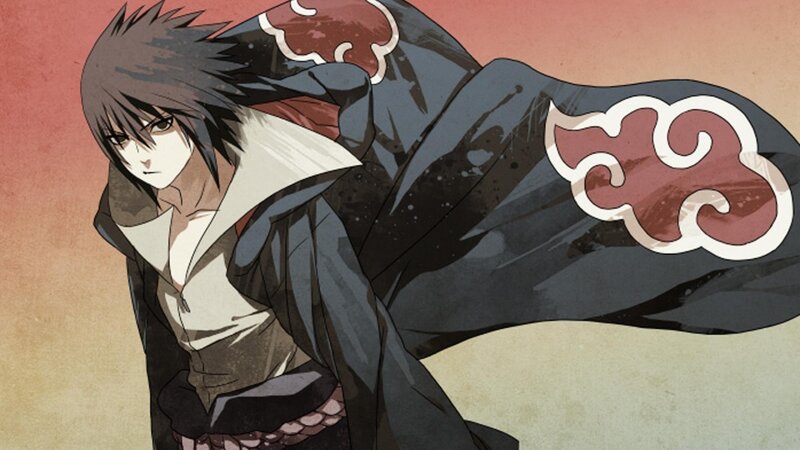 Anime Character in Cloak — Black, Dramatic, Sunset, Cloud Symbol